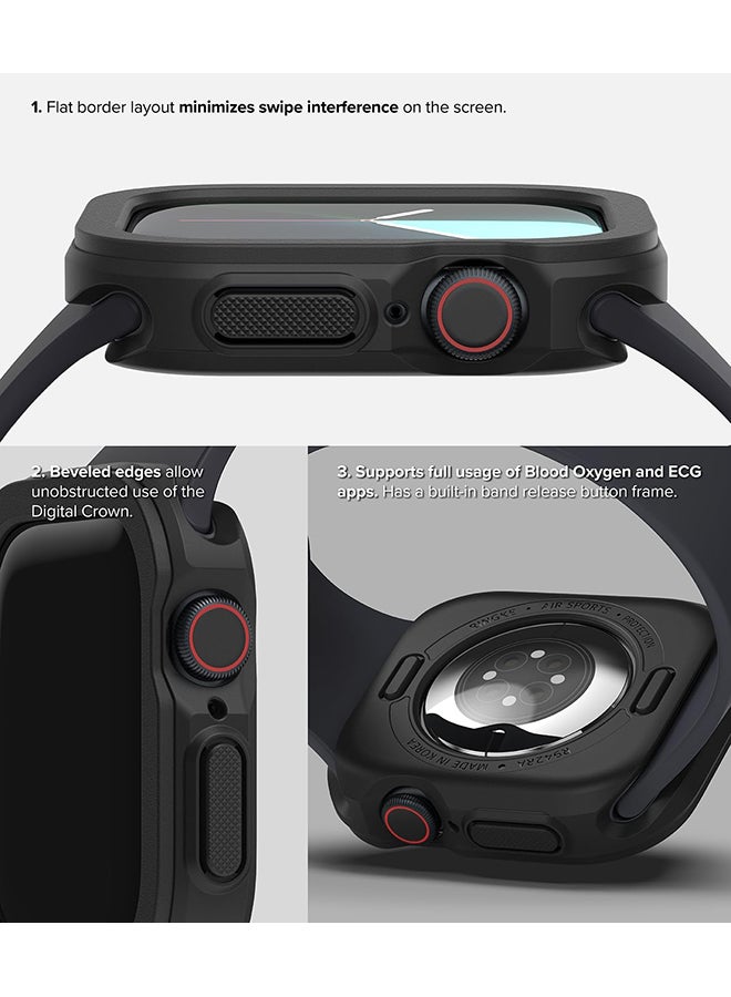 Air Sports For Apple Watch 10 42mm Case Thin Soft Flexible Rugged TPU Raised Bezel Frame Shockproof Protective Button Cover - Black