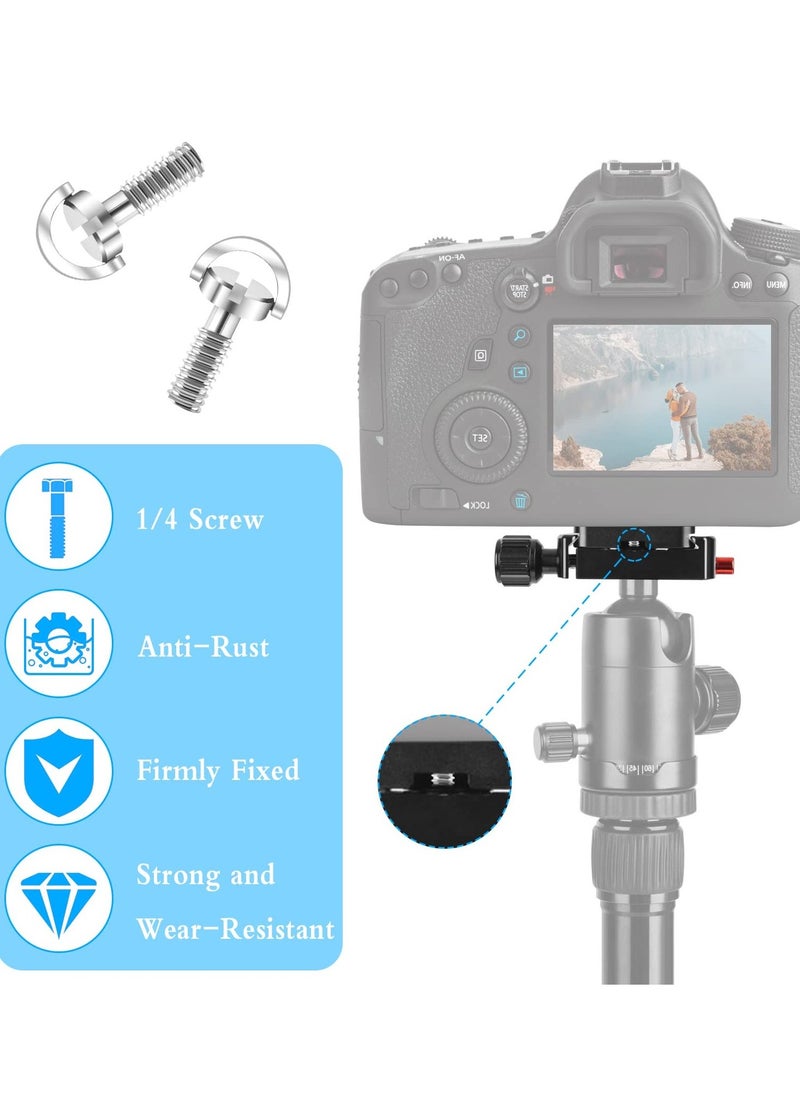 Camera Mounting Screws Set, 5Pcs 0.25 Inch Stainless Steel D-Ring Screws for Camera Tripod, Camera Fixing and Release Screw Kit, 0.83 * 0.62 inch