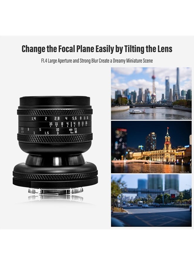 50mm F1.4 Large Aperture Full Frame Manual 2-in-1 Tilt Lens Miniature Model Effect & Filter Slot Compatible with Leica/Panasonic/Sigma L-Mount Mirrorless Camera FP,S5,S1,S1R,S1H,SL,TL,TL2,etc