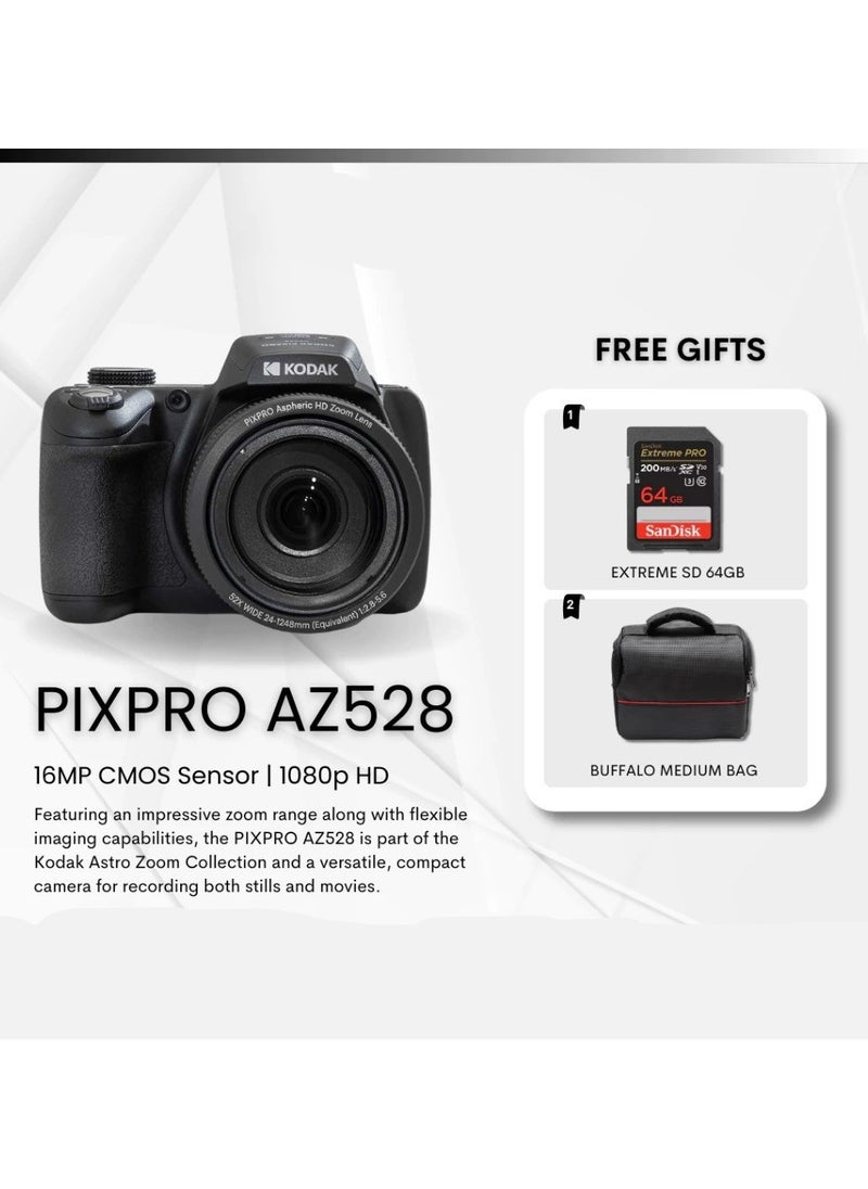 KODAK Pixpro AZ528 - Digital Bridge Camera (16MP CMOS, 52x Optical Zoom, Full HD Video, 3