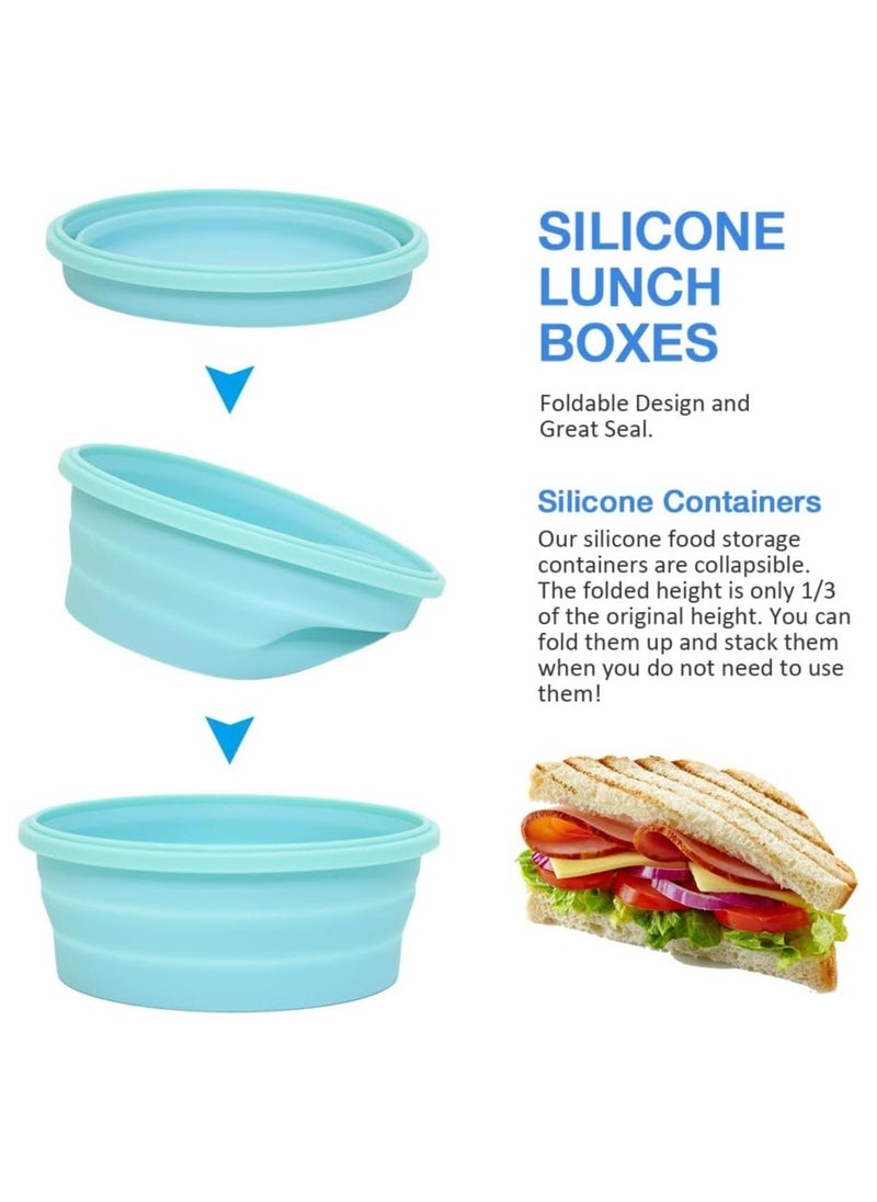 3PCS Collapsible Silicone Food Storage Containers, Thickened Round Camping Bowls (500ml, 800ml, 1200ml), Stackable Vegetable Saver for Refrigerator and Outdoor Use.