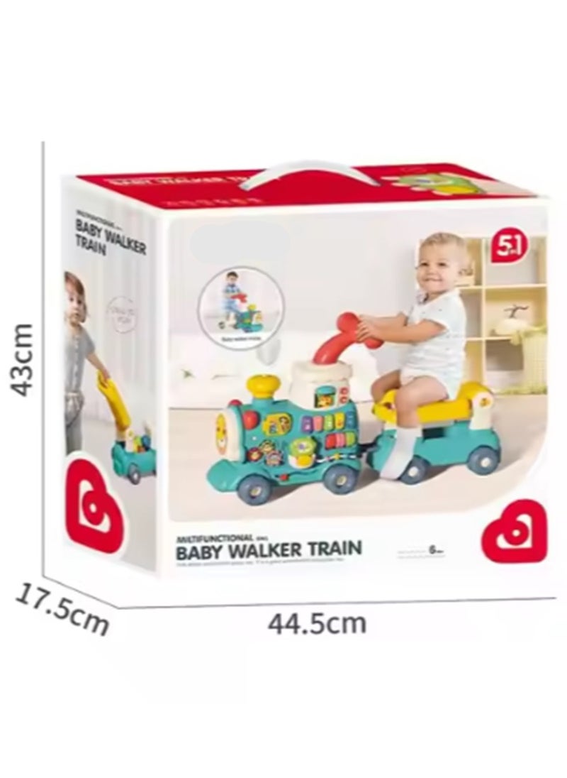 Baby Walker Trolley 5 in 1 Multifunctional Ride-On Train Baby Walker With Wheels And Seat