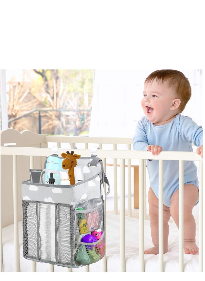 Nursery Organisers Crib Nappy Organiser Hanging Diaper Caddy Stacker Organizer Holder Beside Storage Bag for Toys Diaper Nappies Towels Clothes