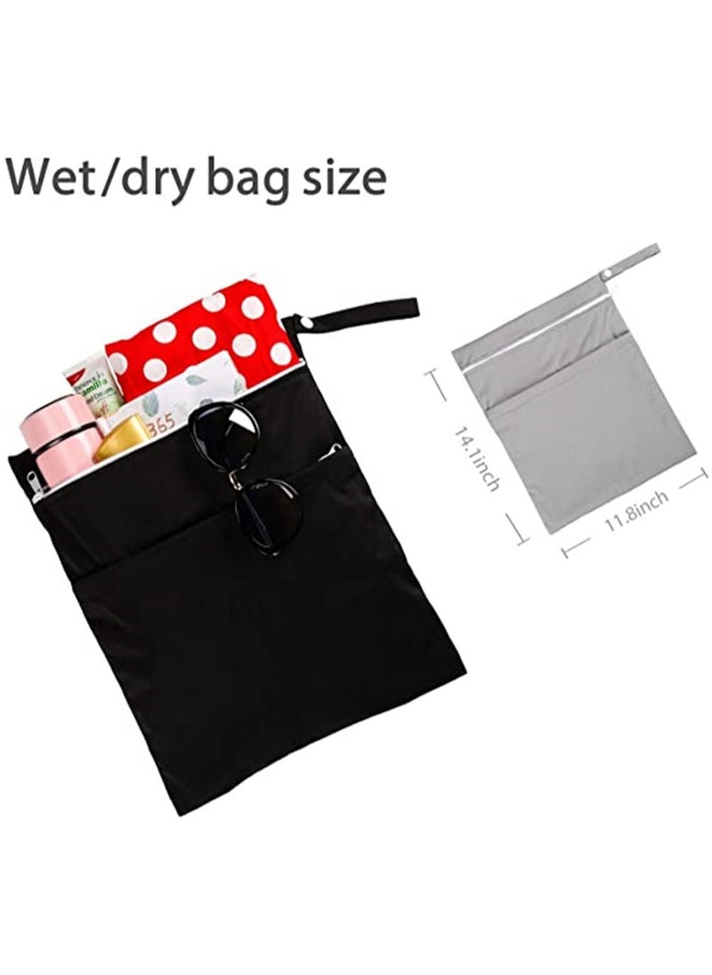 2-Piece Wet Dry Bag for Cloth Diapers Travel Beach Pool Yoga Gym Bag for Swimsuits Wet Clothes 2 pcs