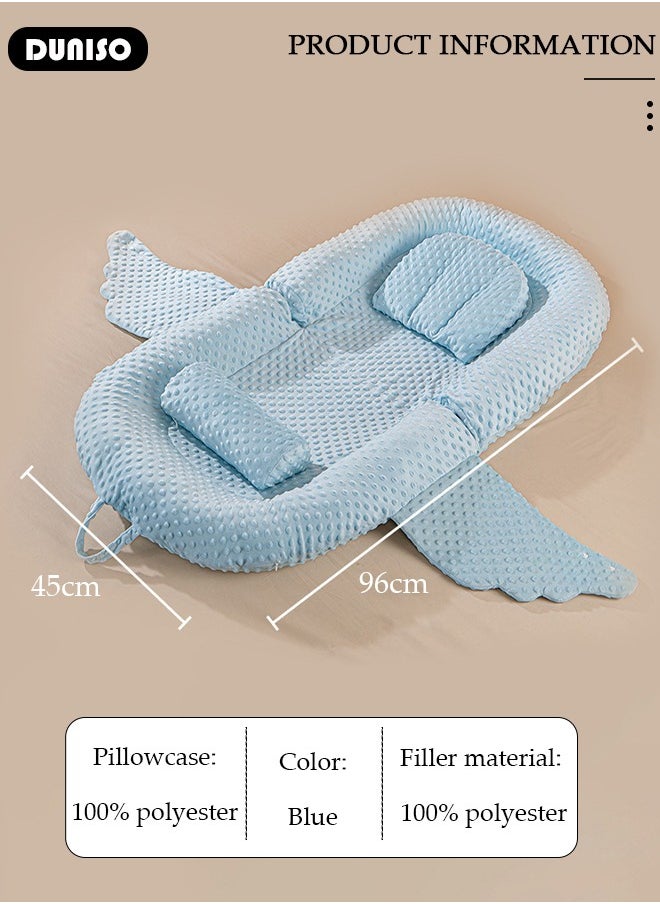 Baby Crib Wedge Pillows with Safety Fence, Baby Lounger, Foldable Baby Nest Anti-Spit Breastfeeding Nursing Pillow - Anti-Reflux, Choking, and Milk Overflow for Newborns Toddlers