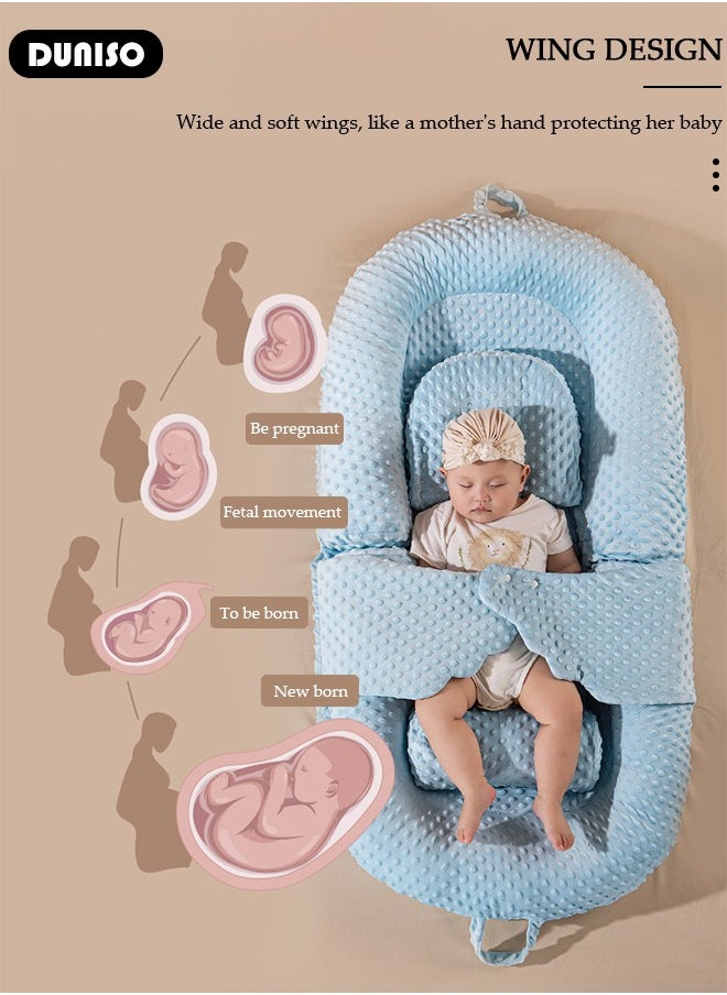Baby Crib Wedge Pillows with Safety Fence, Baby Lounger, Foldable Baby Nest Anti-Spit Breastfeeding Nursing Pillow - Anti-Reflux, Choking, and Milk Overflow for Newborns Toddlers