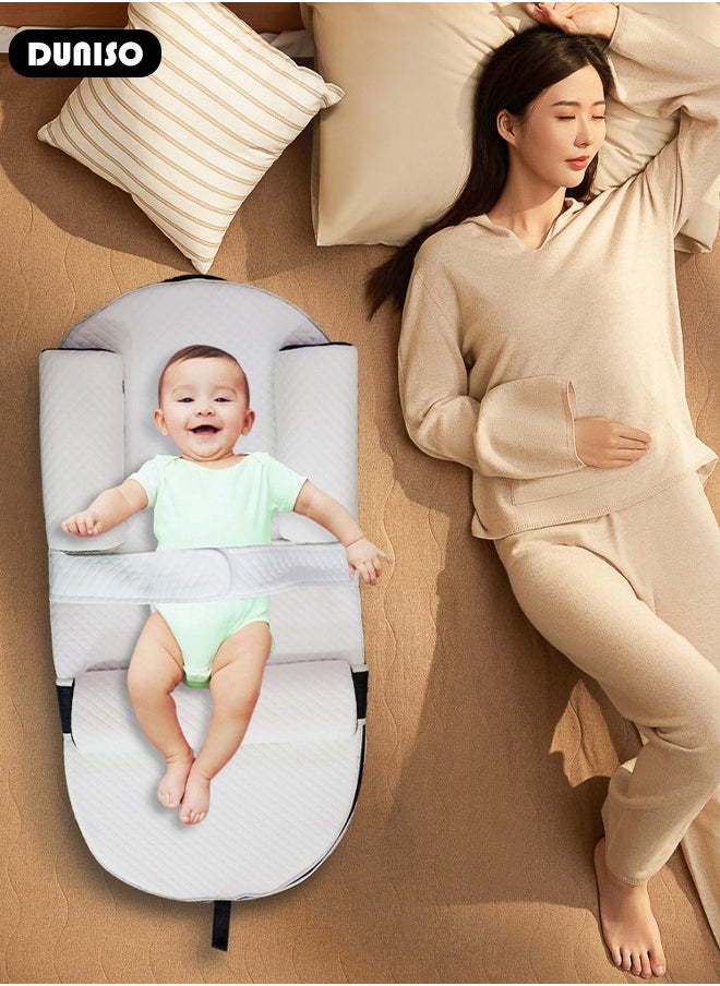 Baby Wedge Pillow, Baby Crib Nursery Pillows, Ergonomic Anti Vomiting Pillow, Prevent Spitting Flat Head Reflux, 0-30° Height Adjustable Relieves Vomiting Milk, Intestinal Colic, Baby Sleeping Nest with Side Rails