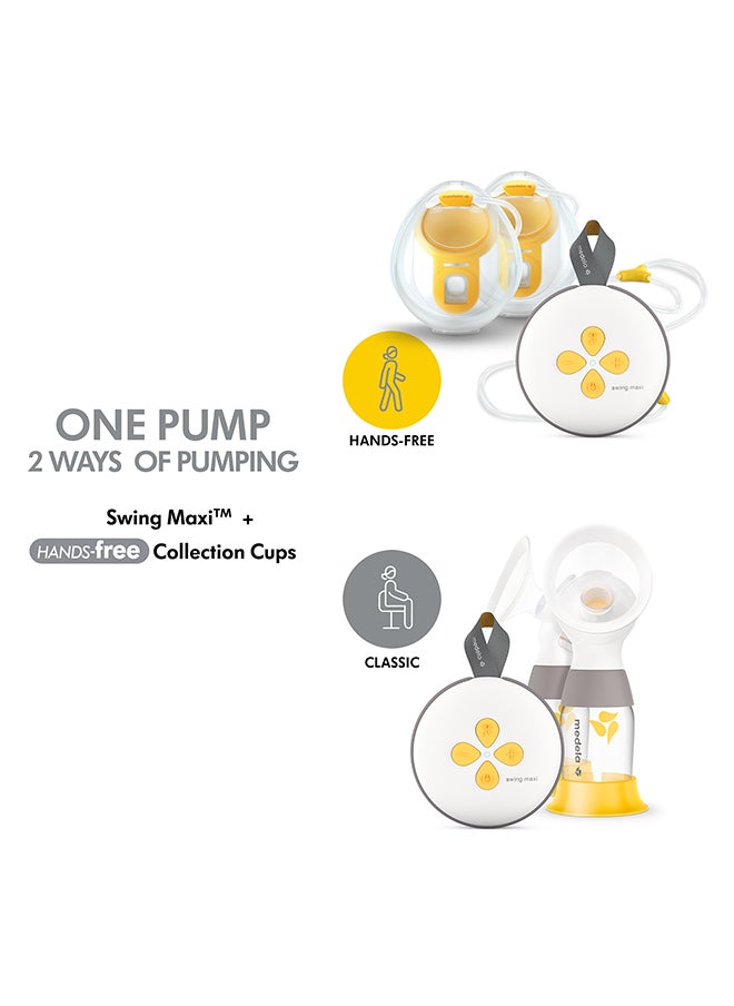 Combo New Swing Maxi Double Electric Breast Pump + Hands-free Breast Milk Collection Cups