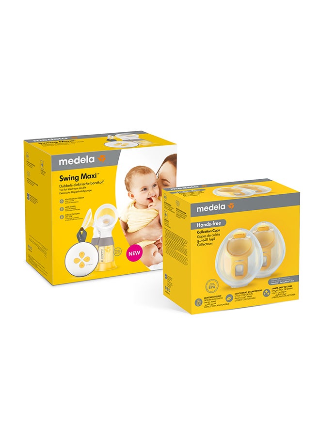 Combo New Swing Maxi Double Electric Breast Pump + Hands-free Breast Milk Collection Cups