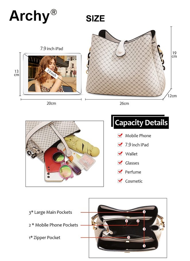 Fashion-forward PU Leather Handbag for Women Elegant Shoulder Bag Quilted Patterned Crossbody Bag Vintage Magnetic Multi-Layer Bucket Bag All-match Style for Ladies/Mother