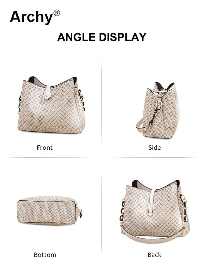 Fashion-forward PU Leather Handbag for Women Elegant Shoulder Bag Quilted Patterned Crossbody Bag Vintage Magnetic Multi-Layer Bucket Bag All-match Style for Ladies/Mother