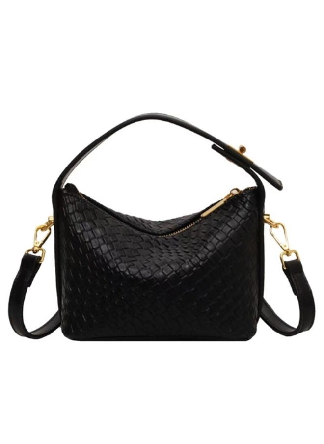 Stunning Woven Leather Shoulder Bag - Elegant & Functional Everyday Handbag for Women