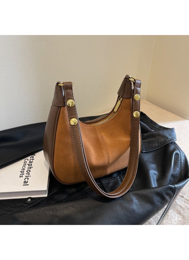 Suede Leather Shoulder Bag - Classic & Contemporary Handbag for the Modern Woman