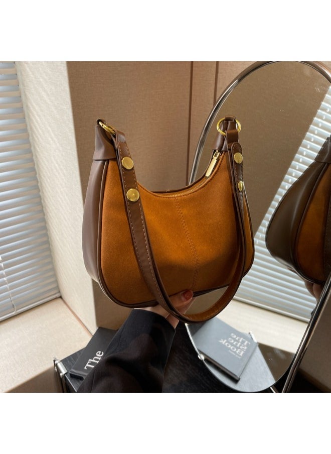 Suede Leather Shoulder Bag - Classic & Contemporary Handbag for the Modern Woman