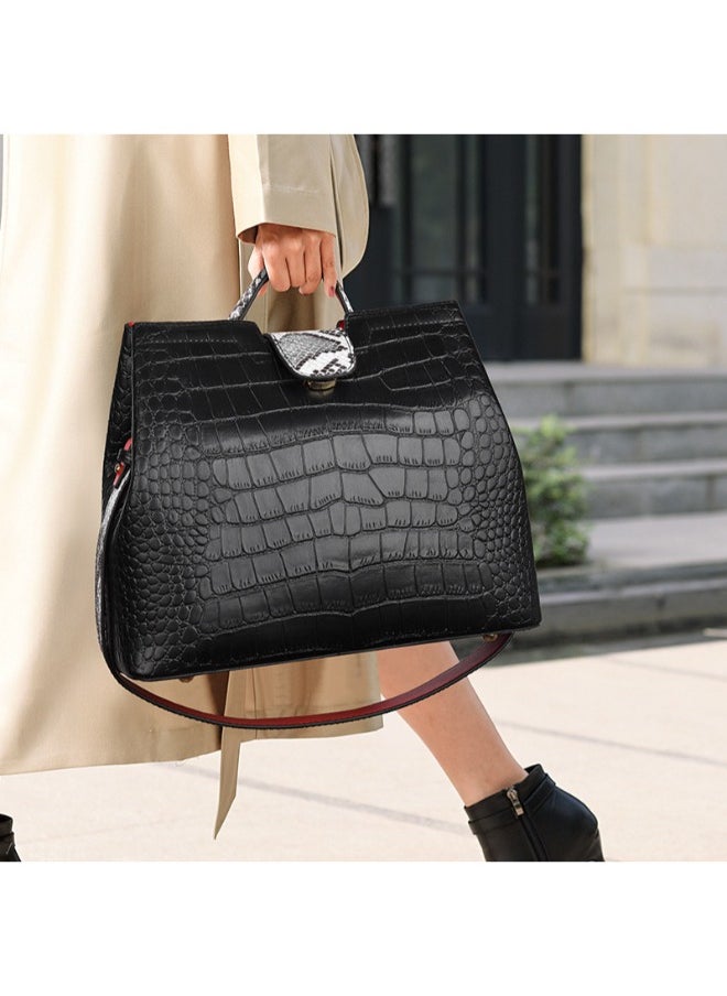 Exquisite Alligator Textured Shoulder Bag - Large Capacity Handbag for Modern Women