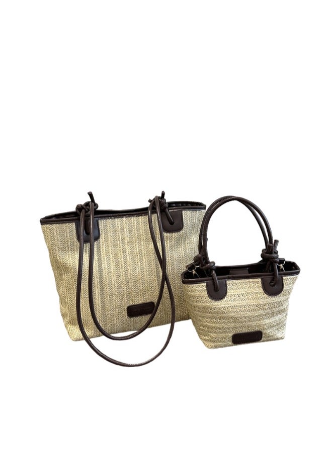 Stunning 2-Piece Woven Straw Tote Bag Set for Women - Fashion-Forward Artisanal Design, Perfect for On-the-Go Style