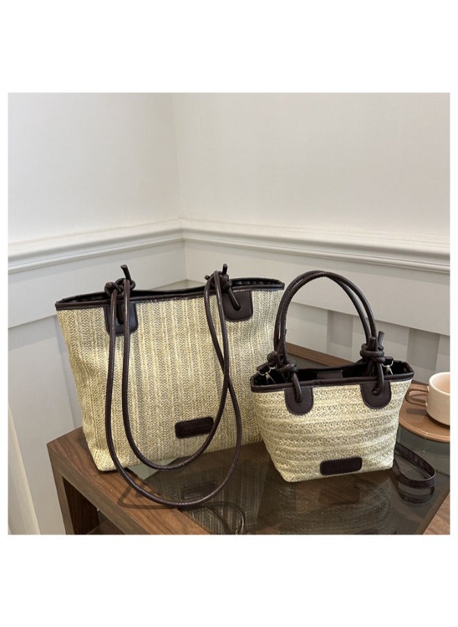 Stunning 2-Piece Woven Straw Tote Bag Set for Women - Fashion-Forward Artisanal Design, Perfect for On-the-Go Style