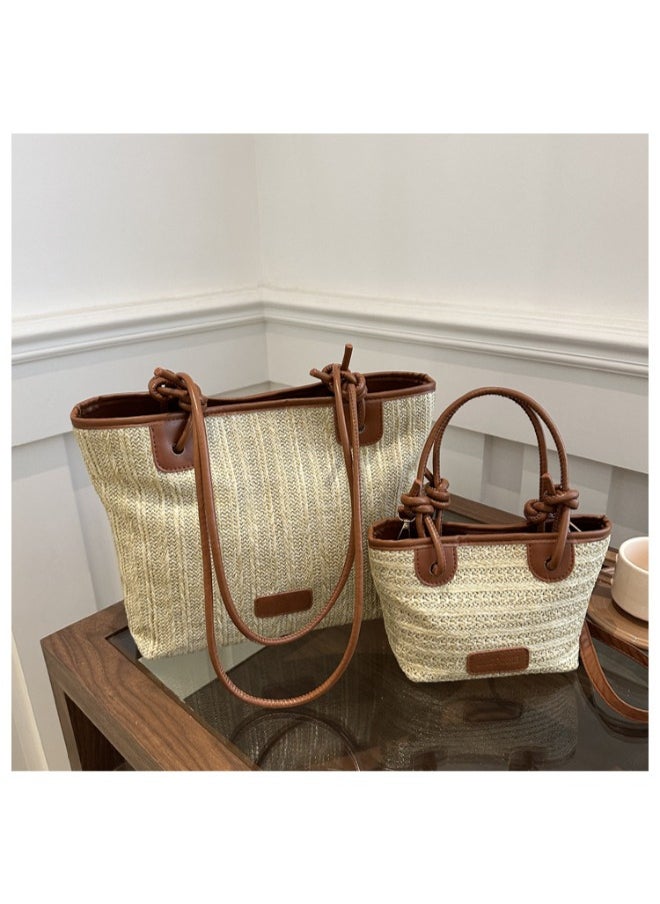 Stunning 2-Piece Woven Straw Tote Bag Set for Women - Fashion-Forward Artisanal Design, Perfect for On-the-Go Style