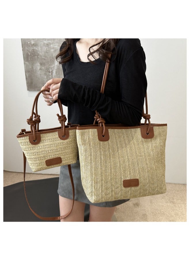 Stunning 2-Piece Woven Straw Tote Bag Set for Women - Fashion-Forward Artisanal Design, Perfect for On-the-Go Style