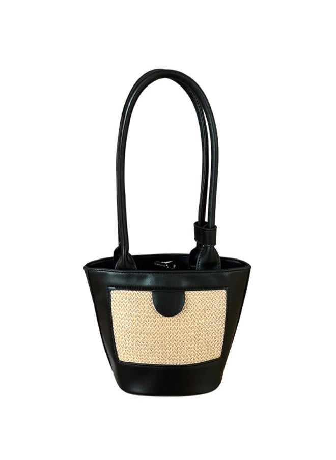 Effortlessly Chic Woven Straw Bucket Shoulder Bag for Women – Spacious, Stylish Everyday Companion