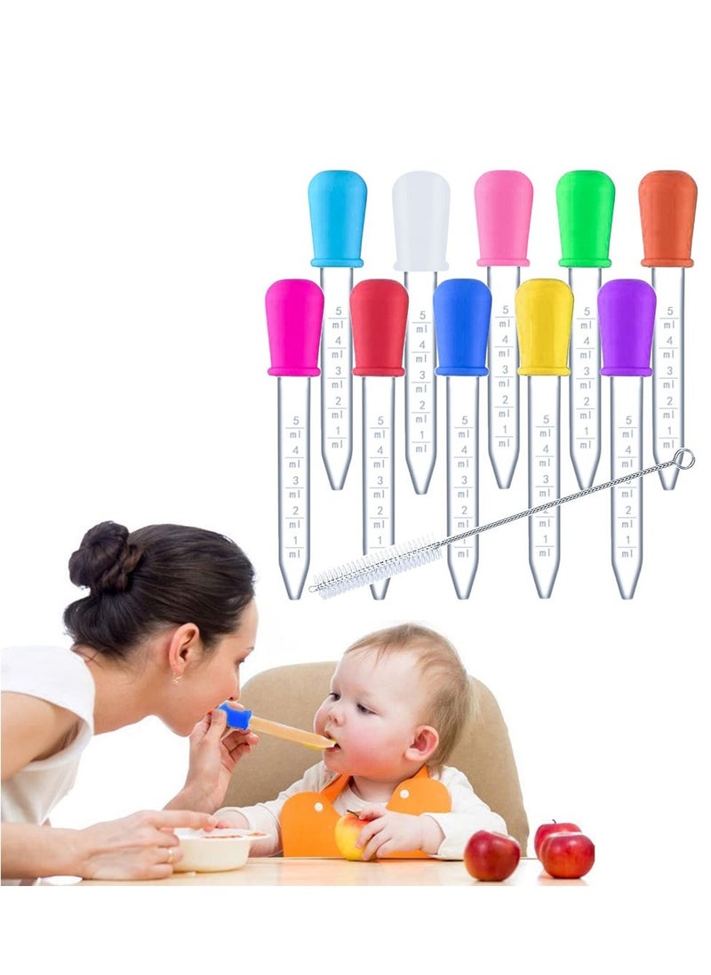 SYOSI Liquid Pipettes Droppers Silicone Clear Medicine Eye Dropper for Kids with Bulb Tip Clean Brush for Candy Mold Gummy Bear Gelatin Maker Oil Science Crafts Projects School Home Supplies 10 Pack