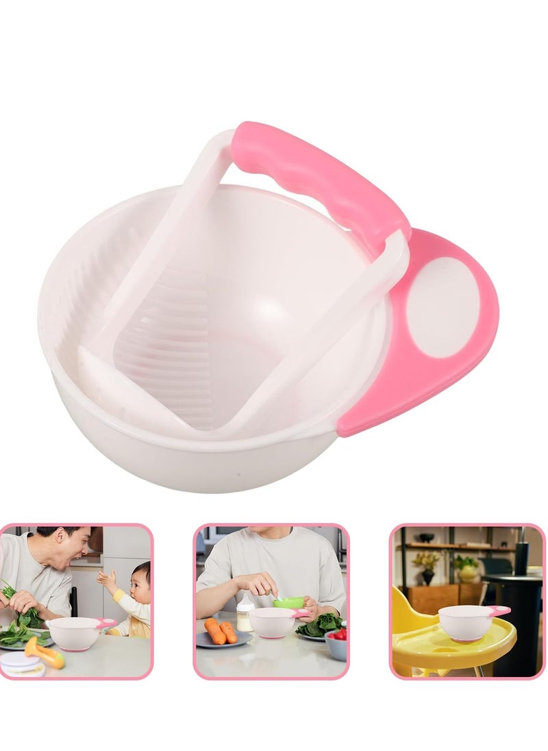 Baby Manual Food Grinder, Fruit Puree Grinding Tool, Grinding Bowl Pink Color