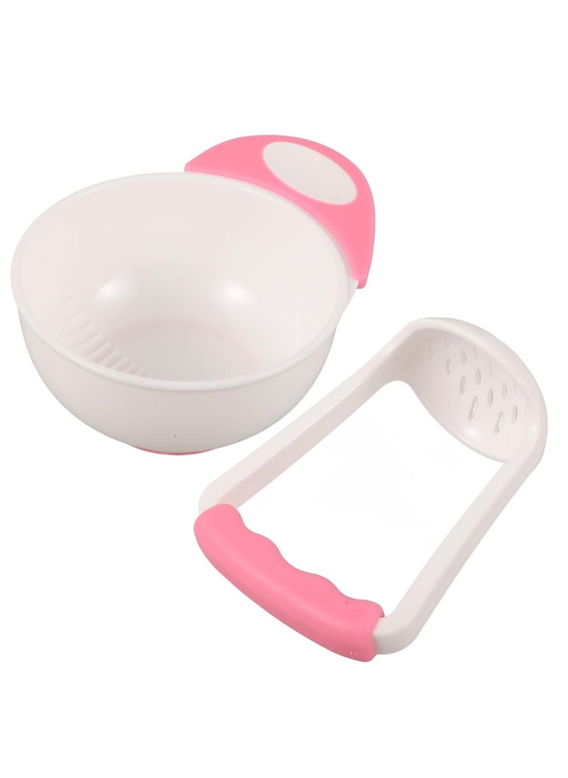 Baby Manual Food Grinder, Fruit Puree Grinding Tool, Grinding Bowl Pink Color