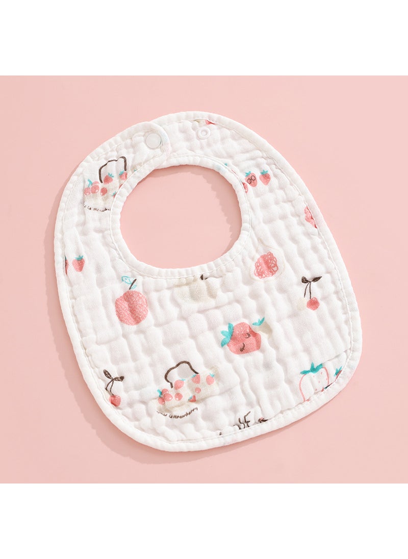 Cotton Printed Baby Bibs Absorbent Thick Towel Strawberry