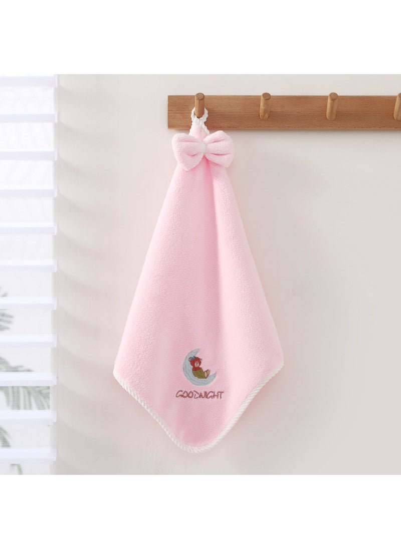 Embroidered Baby Washcloths Soft Bamboo Towels Light cherry powder