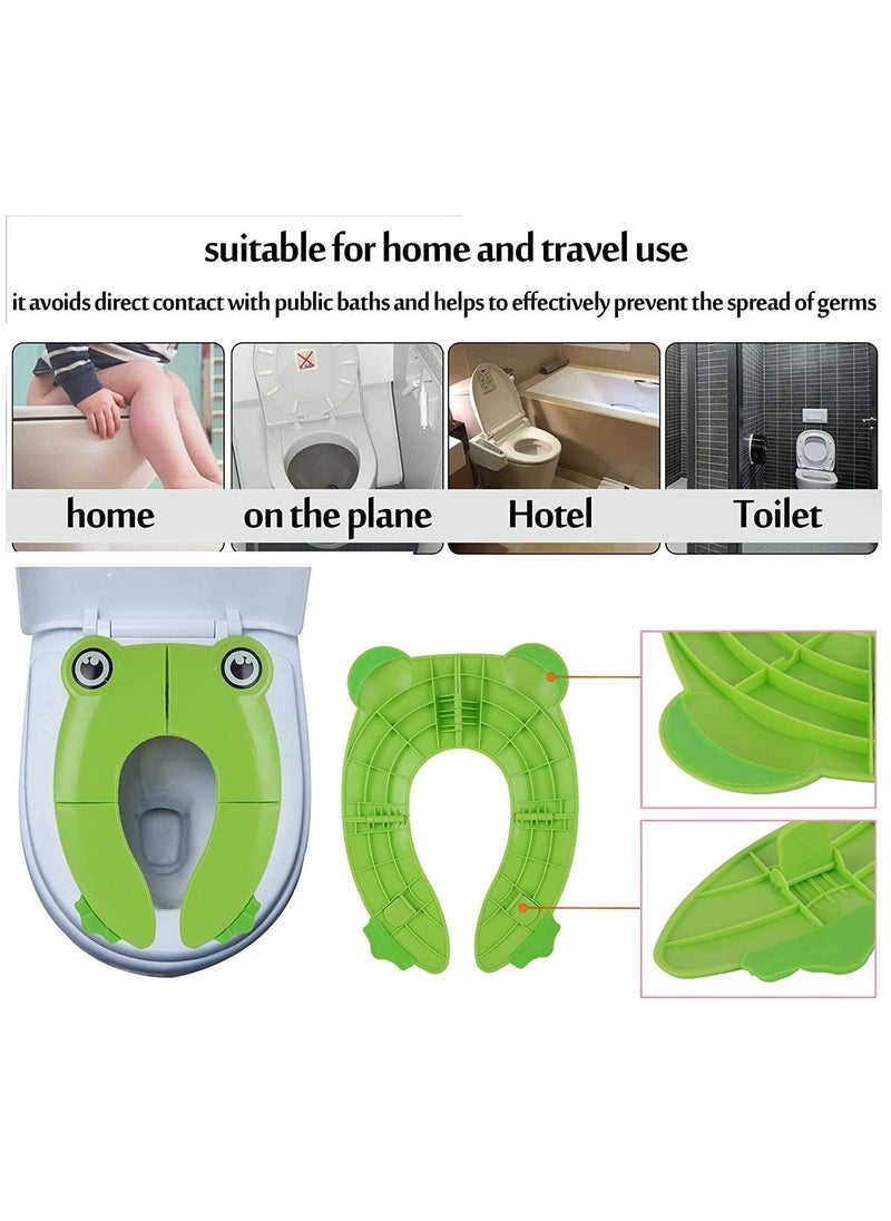 Kids Toilet Seat Cover Travel Portable Folding Potty Training Non Slip Silicone Pads, Reusable Toddlers Toilet Seat Covers Liners Fits Round & Oval Toilets Suitable for Kids Baby