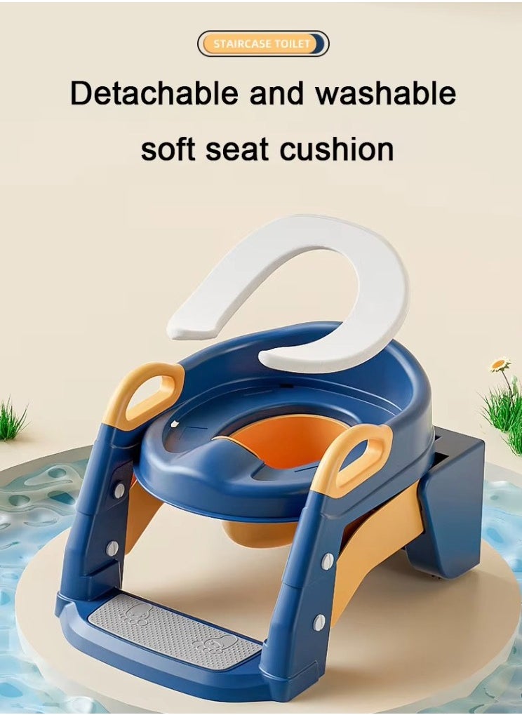 Baby Potty Seat, 3-in-1 Toilet Potty Training Seat, Kids Toilet Seat, Toddlers Potty Training Toilet Seat, Kids Potty Training Seat Step Stool Ladder, Potty Chair with Anti-Slip Pads, Soft Seat Pad, Splash Guard, 1-8 years Boys Girls