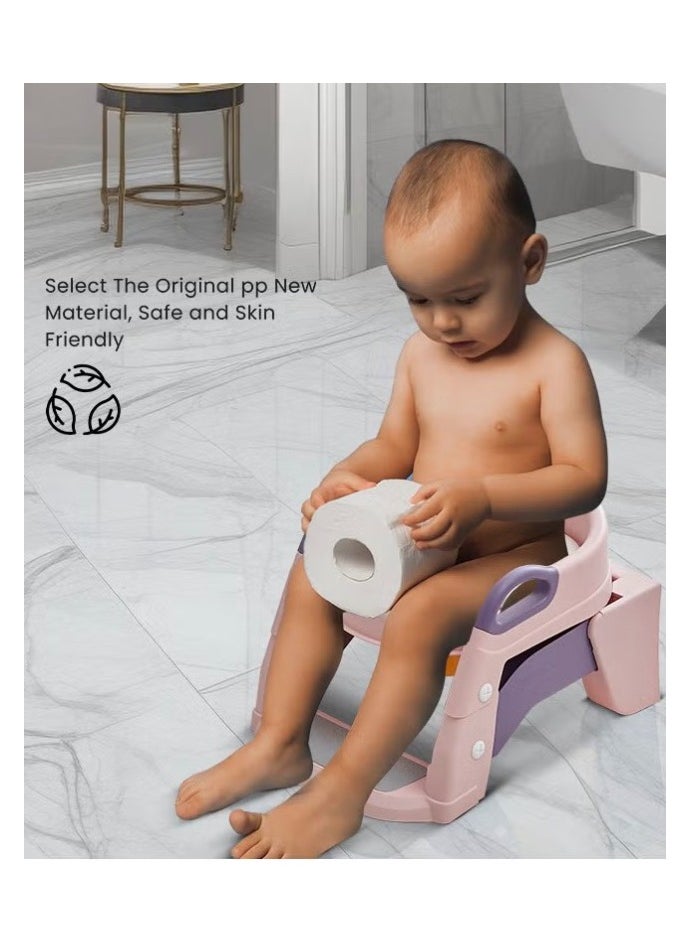 Baby Potty Seat, 3-in-1 Toilet Potty Training Seat, Kids Toilet Seat, Toddlers Potty Training Toilet Seat, Kids Potty Training Seat Step Stool Ladder, Potty Chair with Anti-Slip Pads, Soft Seat Pad, Splash Guard, 1-8 years Boys Girls