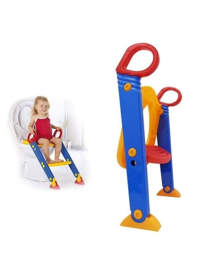 Portable folding children's trainer toilet potty training ladder chair