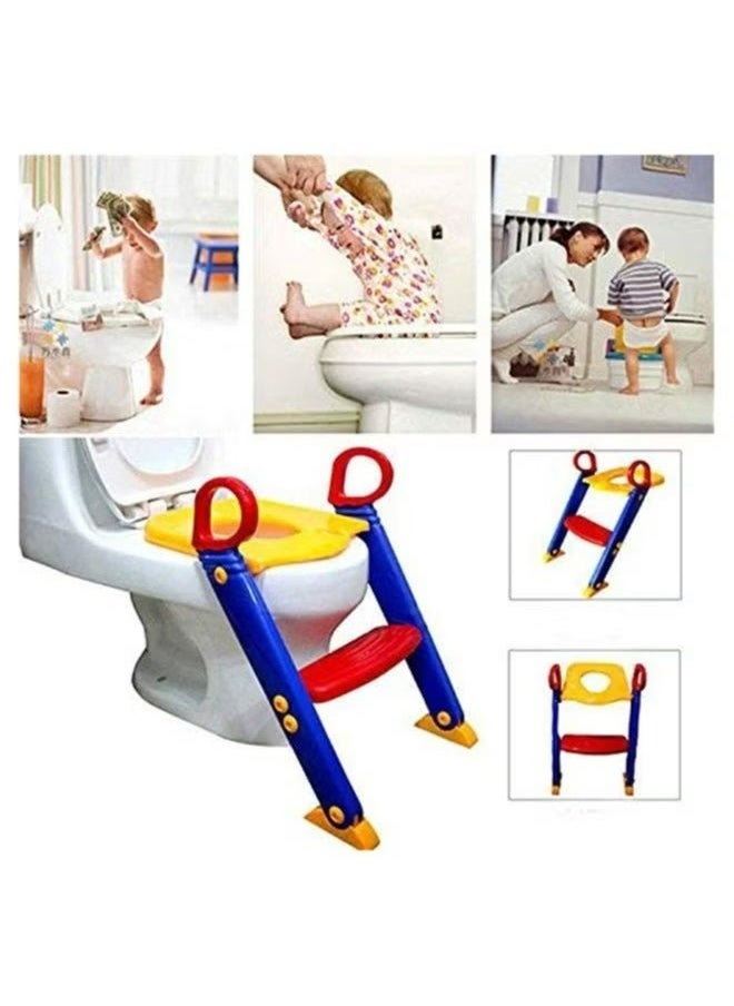 Portable folding children's trainer toilet potty training ladder chair