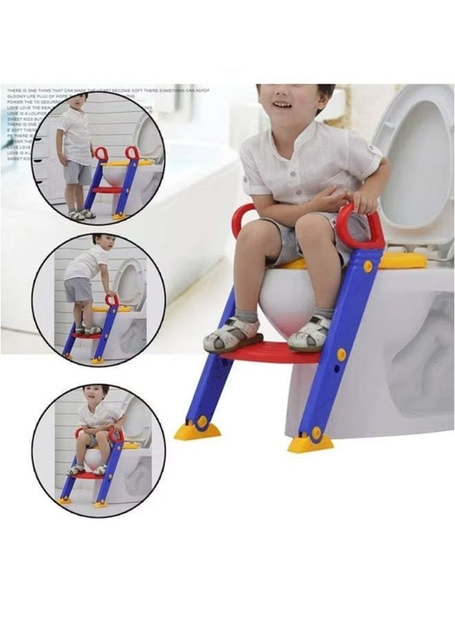 Portable folding children's trainer toilet potty training ladder chair