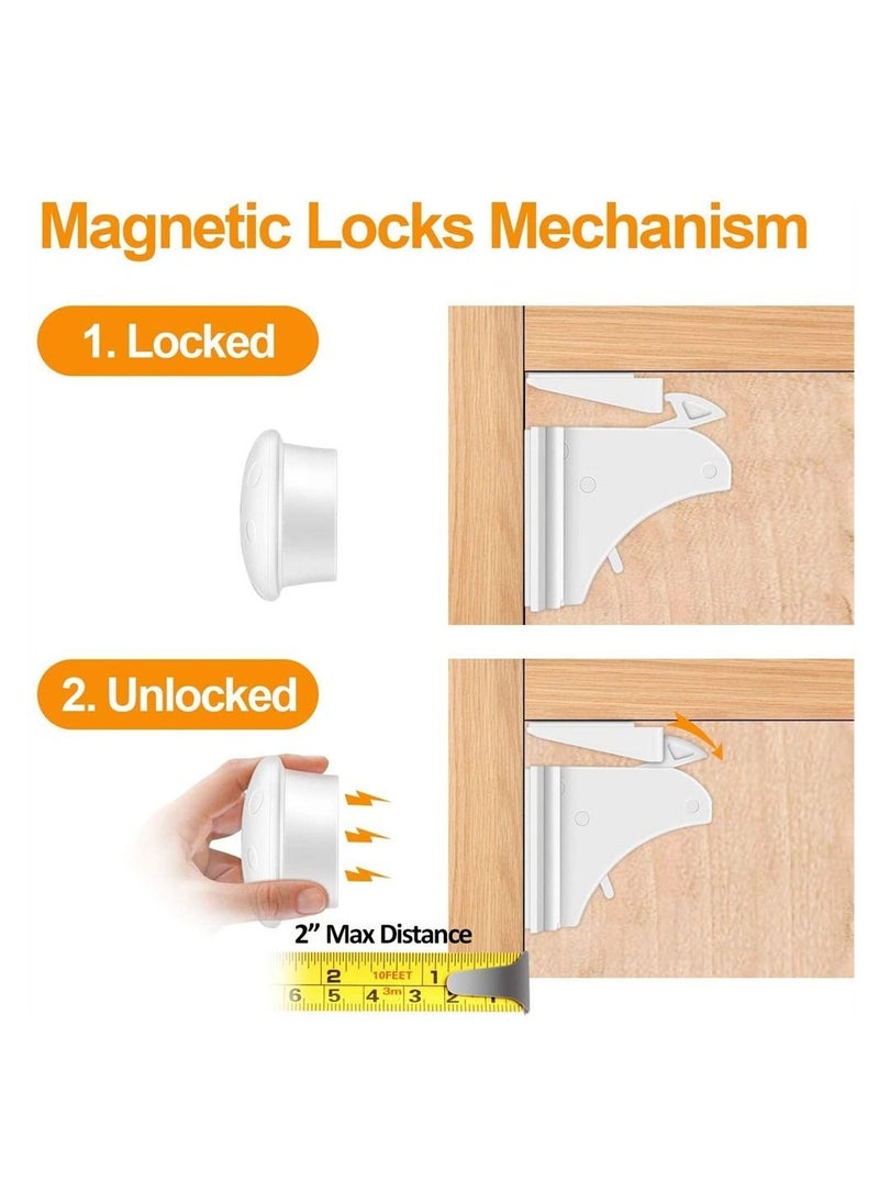 Child Safety Locks, SYOSI 8 Locks, 2 Keys Baby Proofing Magnetic Cabinet Locks Children Proof Cupboard Baby Latches, No Screws or Drilling