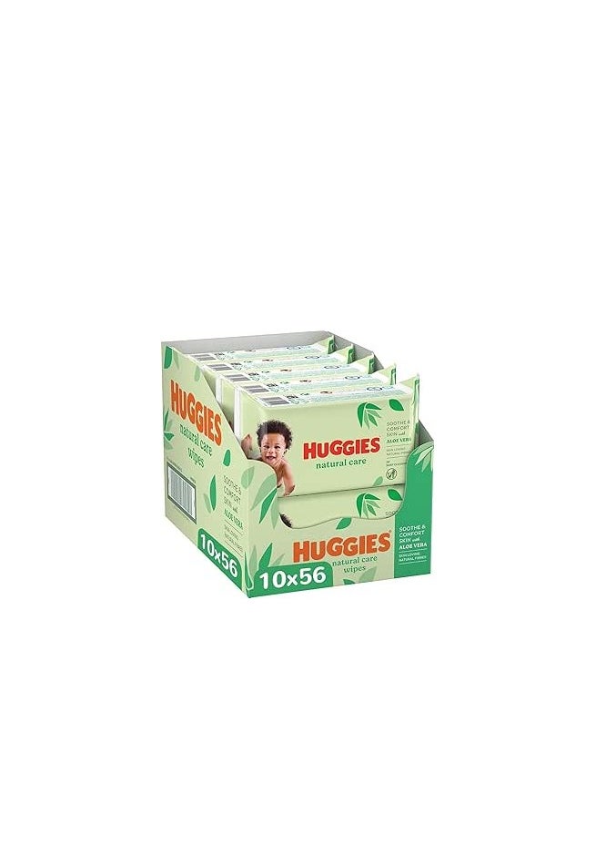 Huggies Natural Baby Wipes, Aloe Vera Wipes, 10 Pack x 56 Wipes