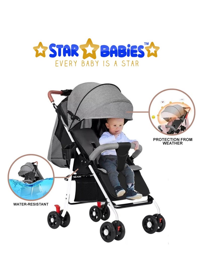 Star Babies - Buy 1 Get 1 (Lightweight Portable Infant Stroller W/ Compact Fold with Free 25pcs Disposable Breast- Grey