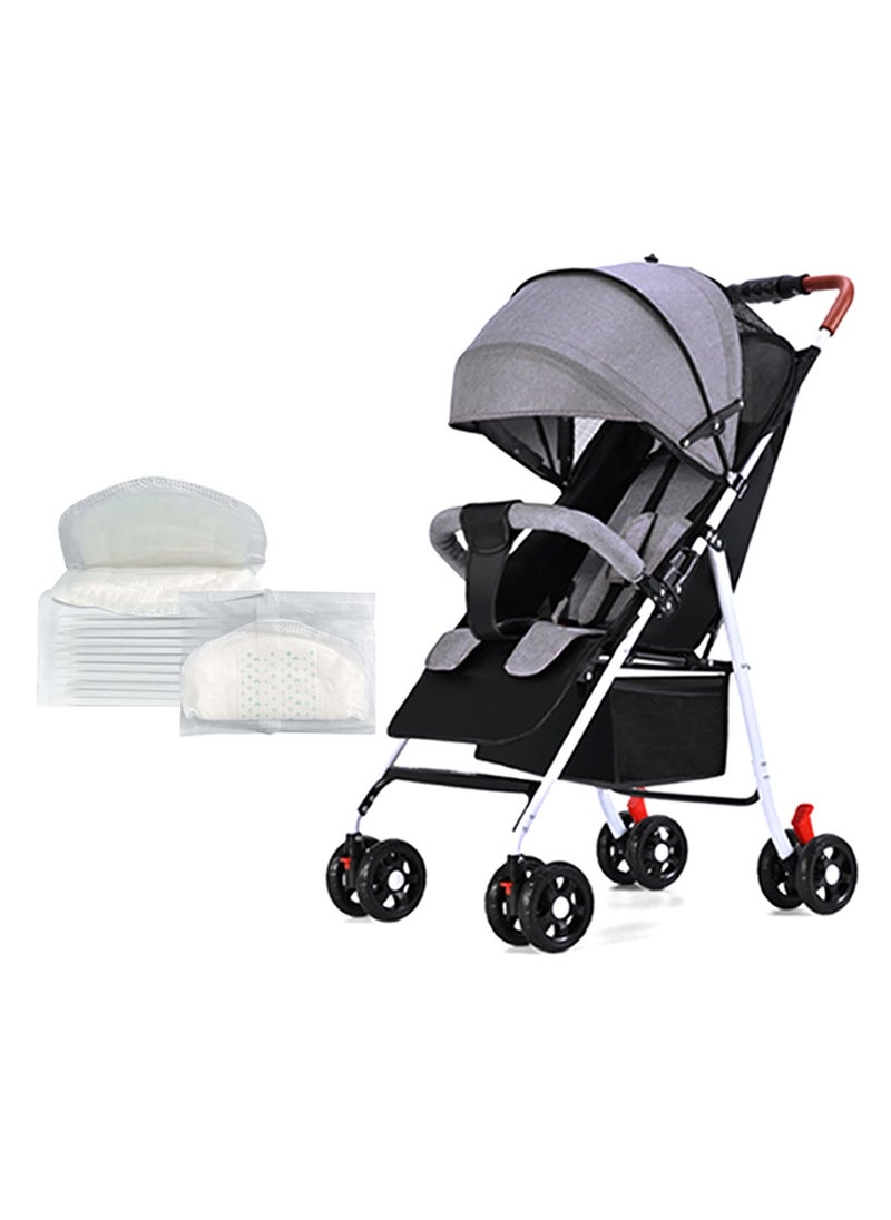 Star Babies - Buy 1 Get 1 (Lightweight Portable Infant Stroller W/ Compact Fold with Free 25pcs Disposable Breast- Grey