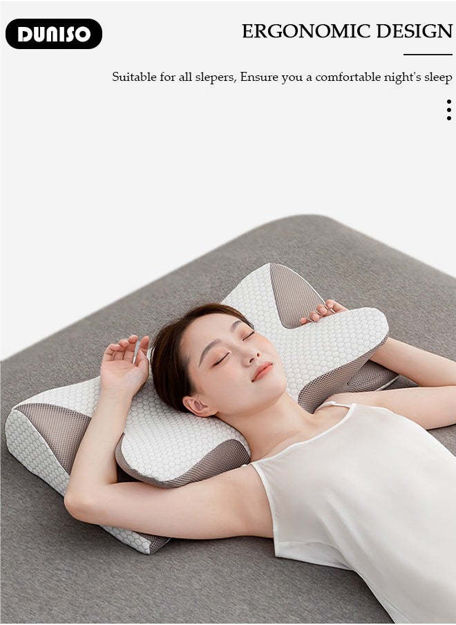 Super Comfort Ergonomic Pillow for Neck Head and Shoulder Pain Relief Contour Support Pillows for Bed Sleeping Orthopedic Cervical Spine Stretch Pillow for Side Back Stomach Sleeper