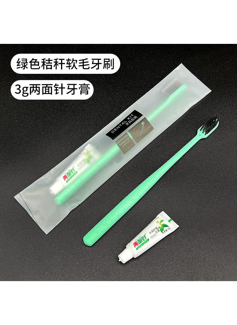 Disposable Toothbrush Home Hotel Supplies Green Straw Toothbrush +3G Nimble Toothpaste