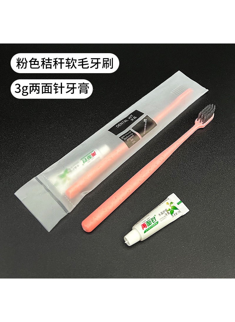 Disposable Toothbrush Home Hotel Supplies Pink Straw Toothbrush +3G Zanthurian Needle Toothpaste