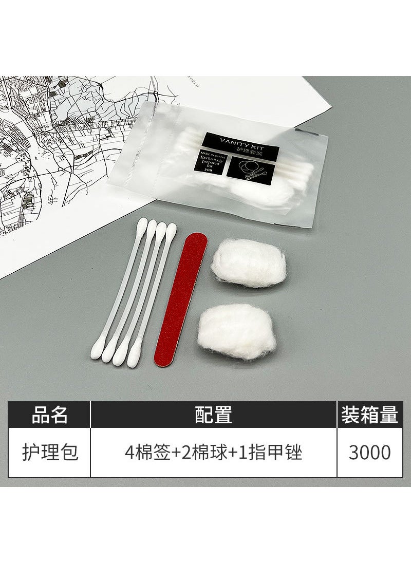 Disposable Toothbrush Home Hotel Supplies Intimate care package [4 cotton swabs +2 cotton balls +1 nail file]]