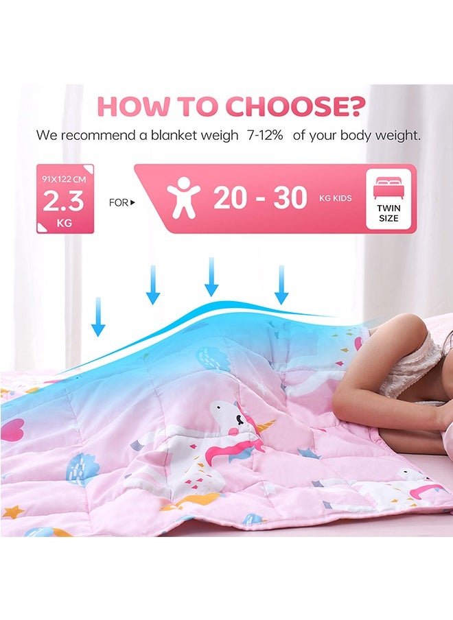 Kids Weighted Blanket for Girls Cooling Weighted Blanket for Sleeping Kids Grey Heavy Blanket Washable Soft Weighted Throw Blanket for All Season Perfect for 5+ Years 40-60lbs(91*122CM,2.27Kg)