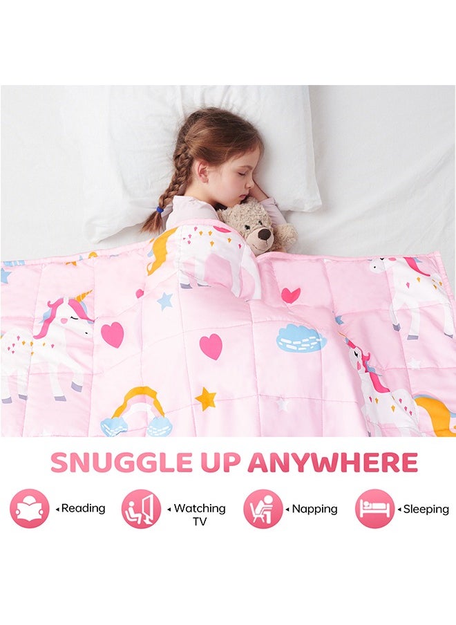 Kids Weighted Blanket for Girls Cooling Weighted Blanket for Sleeping Kids Grey Heavy Blanket Washable Soft Weighted Throw Blanket for All Season Perfect for 5+ Years 40-60lbs(91*122CM,2.27Kg)