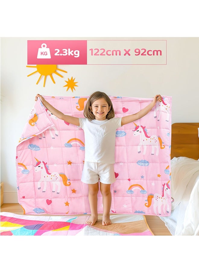 Kids Weighted Blanket for Girls Cooling Weighted Blanket for Sleeping Kids Grey Heavy Blanket Washable Soft Weighted Throw Blanket for All Season Perfect for 5+ Years 40-60lbs(91*122CM,2.27Kg)