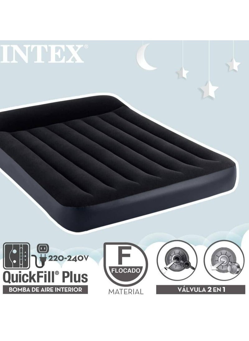 Full Pillow Rest Classic Air Bed with Fiber Technology – Comfortable Inflatable Mattress (191x137x25 cm)