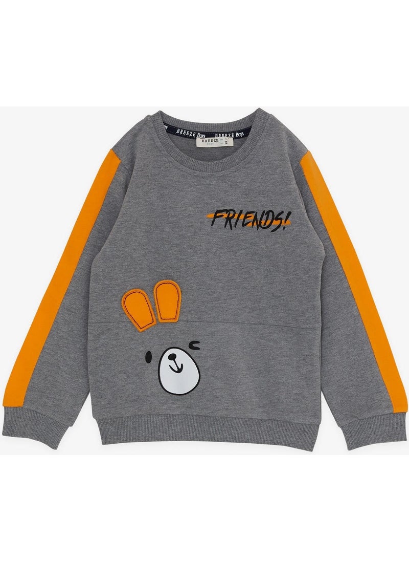 Girls & Boys Boy Tracksuit Set Animal Printed Ears Moving 1-4 Years, Dark Gray Melange