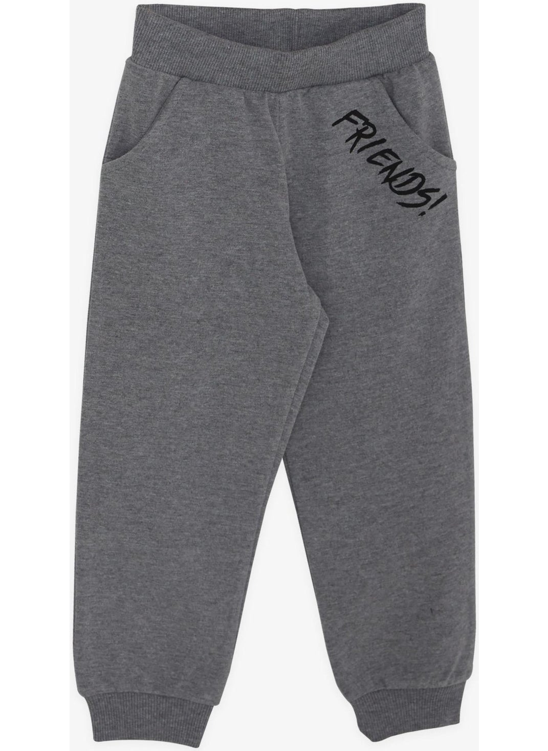 Girls & Boys Boy Tracksuit Set Animal Printed Ears Moving 1-4 Years, Dark Gray Melange