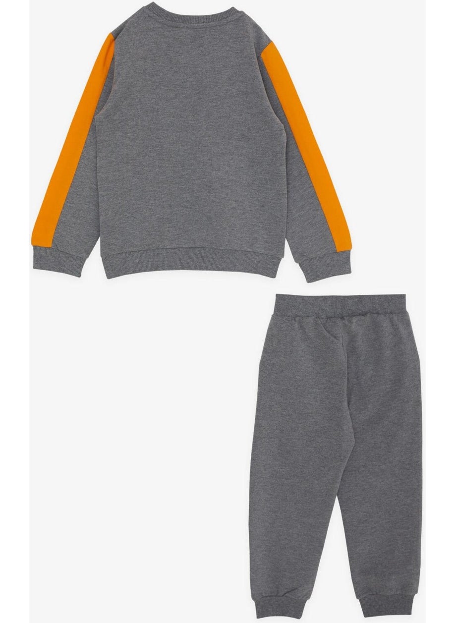 Girls & Boys Boy Tracksuit Set Animal Printed Ears Moving 1-4 Years, Dark Gray Melange